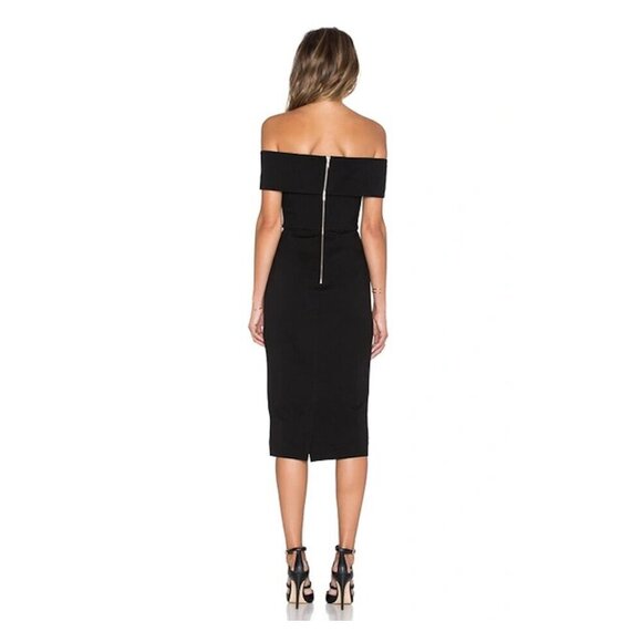 NICHOLAS Ponti Shoulder Band V Dress In Black Backless Sheath - Picture 3 of 8